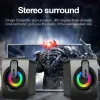 Speakers 2022 2PC Computer Speakers Sound Box For PC HIFI Stereo Microphone USB Wired with LED Light For Desktop Computer