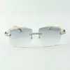 XL-Diamanten-Designer-Sonnenbrille 3524022, Schneidlinse, naturweiß, OX-Hörner, Brillengröße: 58–18–140 mm