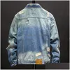 Men'S Jackets Mens Spring And Autumn Denim Men Cowboy Slim Fit Hole Jacket Ripped Jean Hip Hop Streetwear Coats Plus Size 5Xl Drop D Dhdq5