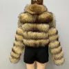 Pelz 2023 Dame Winter Echt Red Fox Pelz Jacke Mode Silber Fuchs Pelzmantel Dicke Warme Frauen Oberbekleidung Echt Waschbären mantel