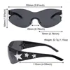 Solglasögon Rimless Y2K Trendy Futuristic UV400 Protection Star Wrap Around Sun Glasses Eesthetic 2000s Accessories for Women