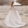 Princesa boho vestido de casamento feminino lindo mangas compridas rendas apliques plissados uma linha vestido de noiva praia vestidos de noiva boêmio robes robe de
