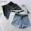 Women's Shorts Shorts Women Chic All-match Korean Casual Basic Simple Harajuku Teens Denim Short Trouser Loose Wide-leg Womens ClothingL2402