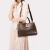 Bolsas femininas vintage de alta qualidade, couro macio, bolsa de ombro feminina, design com fivela de bloqueio, bolsa crossbody de grande capacidade