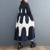 Casual Dresses 2024 Korea Japanese Style Patchwork Print Streed Street Fashion Lady Autumn Blue Dress Loose Women Spring