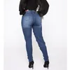 Pantaloni da donna lavato sfumato donna sexy jeans lunghi regolari jeans strappati con foro sottile denim taglie forti decorazioni a catena High Street