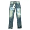 Designer jeans homens roxo jeans mulheres calças roxo ksubi jeans high street roxo retro pintura mancha pés finos micro elástico jeans hip-hop zíper buraco tamanho 28 921837246