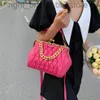 Элегантная женская сумка через плечо, брендовый дизайн, сумка-слинг с толстой цепочкой, складная сумка для ужина из искусственной кожи, женский кошелек для телефона, синий, розовый W2401
