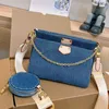 Tuval denim mavisi multi pochette Accessoires omuz çantası zinciri crossbody alt koltuk çanta çanta alışveriş çantaları çanta kadın