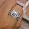 Bagues de mariage pour hommes et femmes, bague de fiançailles en argent avec pierres précieuses, bijoux en diamant simulé