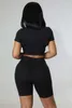 Survêtements pour femmes ewsfv 2024 été sport décontracté sexy serré creux col rond manches courtes top shorts femmes ensemble