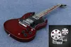 Burgundy G-400 Hochwertige SG-E-Gitarre, Nichrome-Hardware, großer Pickup-Schutz, auf Lager, schneller Versand