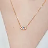 Säljer fina smycken diamant 2Color Silver Chain Evil Blue Eye Pendant Necklace High End Halsband för kvinnor