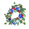 Guirlande de fleurs décoratives, petite couronne de marguerites, décoration de porte, décoration avant, rouge, blanc, bleu, ornement artificiel, mur de printemps Floral