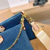 Tuval denim mavisi multi pochette Accessoires omuz çantası zinciri crossbody alt koltuk çanta çanta alışveriş çantaları çanta kadın