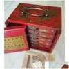 Decorative Objects Figurines Portable Retro Mahjong 144 Tiles Game Mah-Jong Set In Wood 5 Der D Box 230804 Drop Delivery Home Gard Dhiyq
