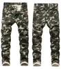 Herr jeans multi pocket camouflage byxor färgglada stretch ormtryck byxor punk storlek 28-42