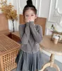 Clothing Sets Kids Sweatshirt 2024 Autumn Girl Skirt Brand Children Denim Jacket Clothes Cute Baby Long Sleeve Tee Top Cardigan Outwear