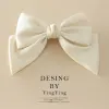 Ins Fashion Black Satin Bow Hair Clips for Women Elegant Solid Color Ponytail Spring Hair Clip Girls Hair Accessories Headwear