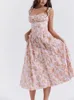 Повседневные платья, летнее платье в стиле бохо, женское платье Vintgae с цветочным принтом, длинный женский ремень с разрезом на шее, открытой спиной, женское элегантное макси без рукавов