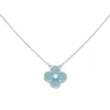 luxury brand clover designer pendant necklace jewelry silver gold light blue stone bling diamond crystal link chain choker necklaces bracelet birthday gift