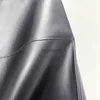 Jupes skorts jupe en cuir noir en cuir noir 2022 début de printemps Nouveau décoration de ligne lumineuse simple Mode A-Line Jupe All-Match YQ240223