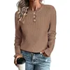 Camiseta feminina elegante e confortável, cor sólida, casual, texturizada, gola alta, pacote feminino, camisa de manga comprida, elegante