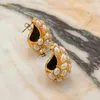 Creolen Voll Imitation Perle Leere Wasser Tropfen Träne Stud Für Frauen Edelstahl Gold Farbe Schmuck