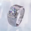 Cluster Rings 2024 Luxury 2 Moissanite Ring For Men S925 Sterling Silver With Platinum Plated Fine Jewelry Gift Engagement Wedding