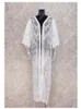 Roupa de banho feminina branco manga comprida renda cardigan quimono túnicas praia vestido nadar cobrir plus size robe # q865