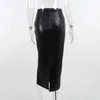 Faldas Skorts PU Falda larga de cuero Lápiz negro Mujeres Cintura alta Slim Midi 2024 Bottoms Streetwear Otoño Invierno Blanco YQ240223