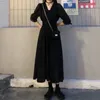 UBieraj się kobiety jesień elegancki elegancki elegancki rękaw w stylu vintage czarne damskie przyjęcie uliczne streetwearne codzienne ubrania w dekolcie Vestidos 240219