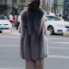 毛皮の毛皮のベストレディース2023冬のファッション韓国語バージョンスリムシルキーフォックスヘアウォータードロップベストミディアムロングタンクトップトップコート