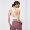 Camicie attive AI Yoga Supporto per cintura incrociata Reggiseno sportivo con logo Imbottitura rimovibile Canotta da allenamento per donna Indossare tuta fitness