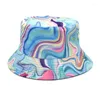 Bérets 2024 Fisherman Tie-Dye Chatte de Sunshade Cuch de soleil Retro Casual Sunscor