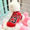 Cão vestuário colete de basquete roupas para animais de estimação cães carta respirável roupas impressão traje fino primavera verão bonito bichon vermelho acessórios