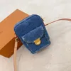 Projektant Blue Denim Mini Camera Torb