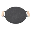 Pannor Solid Wood BBQ Pan Hantera värmebeständig 2st Portable Plate for Cookware Sauce Sautering Grilling