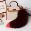 40cm/16" Real Genuine Fox Fur Tail Keychians Cosplay Toy Car KeyChain Bag Charm Pendant Tassels
