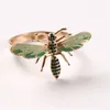 6 pçs a nova abelha guardanapo fivela anel liga verde inseto libélula gotejamento diamante fivela toalhas de papel 201124265g