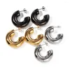 Stud Earrings Youthway Stainless Steel C-shaped Retro Charm Metal Waterproof Trendy Jewelry 2024