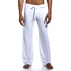 Pantalons de vêtements de nuit pour hommes mâle été confortable yoga cool salon cordon de serrage avec vêtements pyjamas de sommeil à la maison bas soyeux