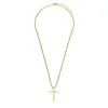 Necklaces, small crosses set with diamonds, zircon pendants, clavicle chains, gold jewelry for men and women