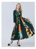 Casual Dresses Party Prom Butterfly Multicolor Print Silk Dress Boho Autumn Long-sleeved O-neck Women A-line Vestidos Ae1020