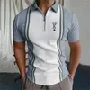 Polo da uomo T-shirt con cerniera Polo Golf Moda Casual traspirante Manica corta Risvolto Abbigliamento da esterno