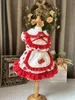 Abbigliamento per cani Abbigliamento per animali in cotone con stampa fragola Abito da principessa per feste con fiocco in cristallo rosso Lolita per gonne per cuccioli di Yorkshire di piccole e medie dimensioni