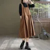 Casual Dresses Fat MM Retro Strap Dress Women's Vestidos 2024 Spring Autumn Mid Length Loose Solid Color Vest Female