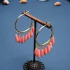 Dangle Earrings GG Jewelry Pink Coral Gold Color Plated Circle Hoop For Women Exaggerate Personality Nightclub