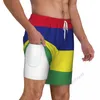 Menshorts Mauritius Flag 3D Swimming Trunks med kompressionsfoder 2 i 1 snabbtorkade sommarbockfickor