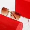 Designer óculos de sol cabeça de leopardo composto metal sem aro quadro óptico clássico retângulo quadrado luxo ouro sunshade sunglass carti frame óculos 01k8vf